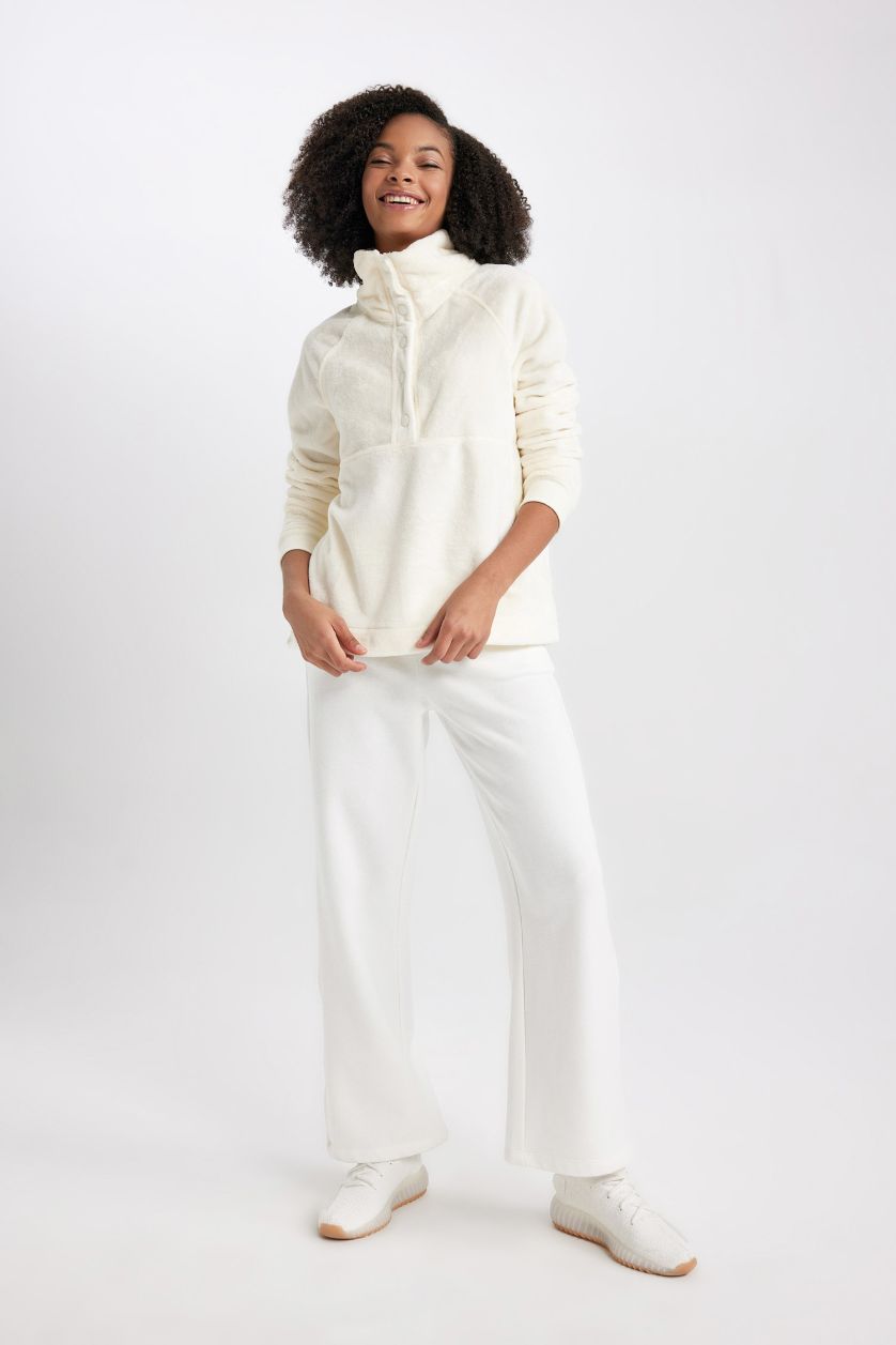 WOMAN Ecru DeFactoFit Wide Leg Double Pocket Standard Sweatpants