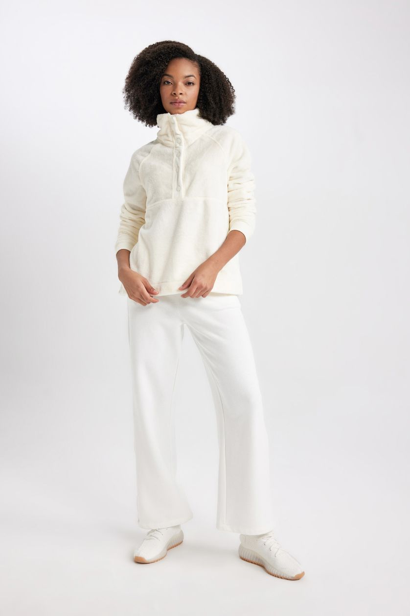 WOMAN Ecru DeFactoFit Wide Leg Double Pocket Standard Sweatpants