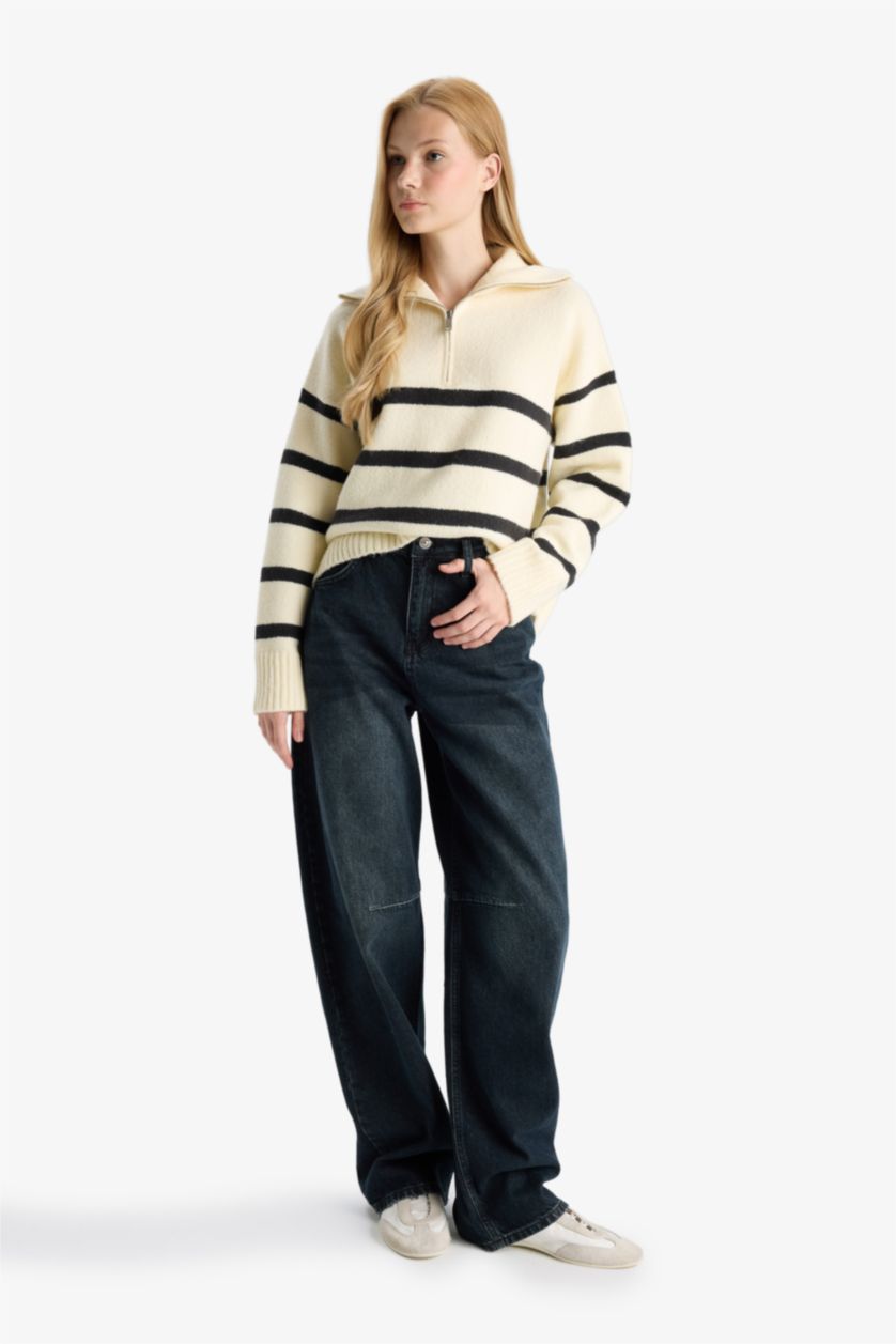 Әйелдерге экру үлкен пішім поло жаға Пулловер