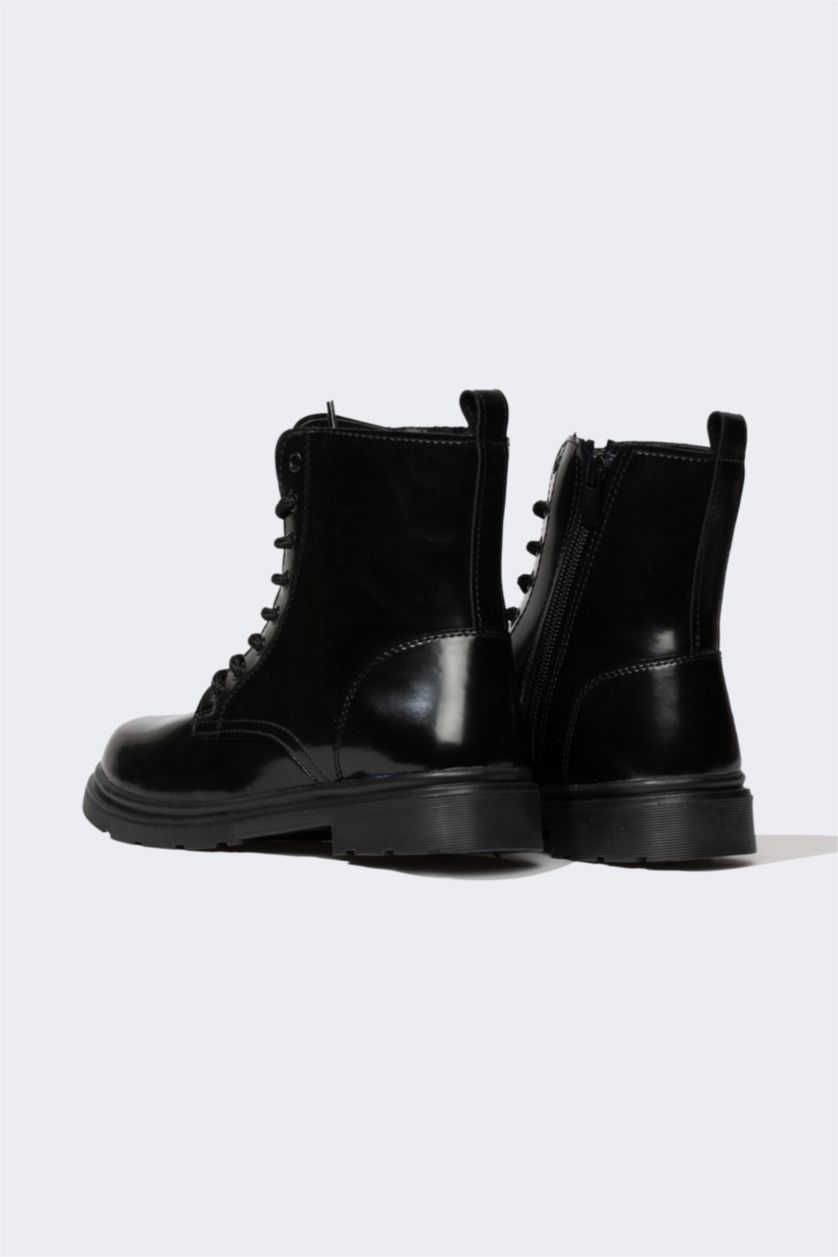Girls & Teens Black Faux Leather High Sole Boots