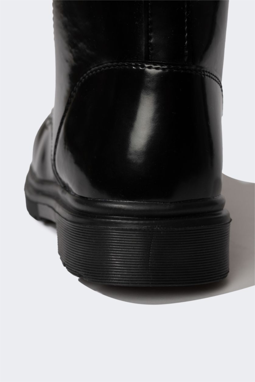 Girls & Teens Black Faux Leather High Sole Boots