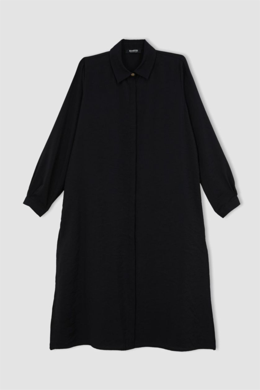 حريمي أسود Regular Fit Long Sleeve Tunic