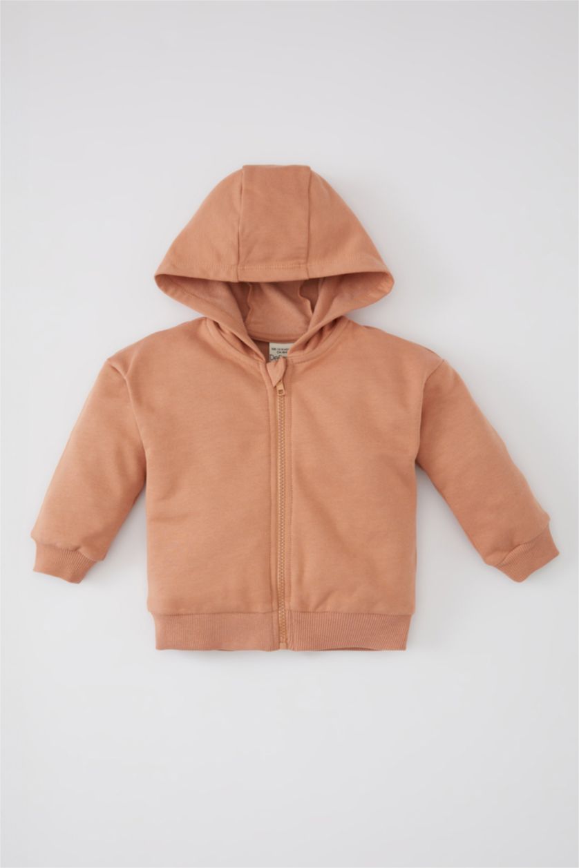 BÉBÉ FILLE Orange Clair Sweatshirt à Capuche Léger Pour Bébé Fille