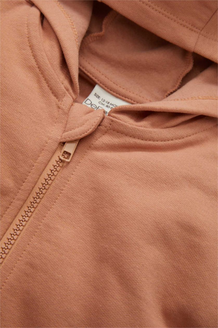 BÉBÉ FILLE Orange Clair Sweatshirt à Capuche Léger Pour Bébé Fille
