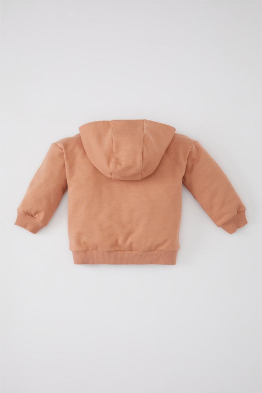 BÉBÉ FILLE Orange Clair Sweatshirt à Capuche Léger Pour Bébé Fille