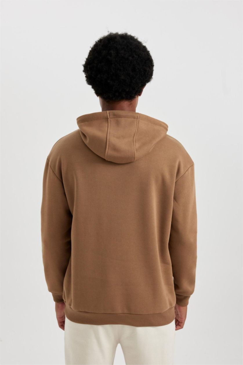 MAN Brown DeFactoFit NBA Chicago Bulls Boxy Fit Hooded Thick Sweatshirt