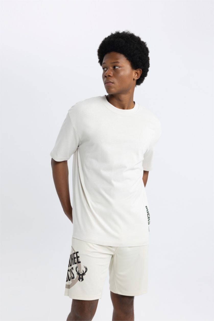 رجالي اللون الحجري تيشيرت اوفر سايز جيرسي من ميلووكي باكس