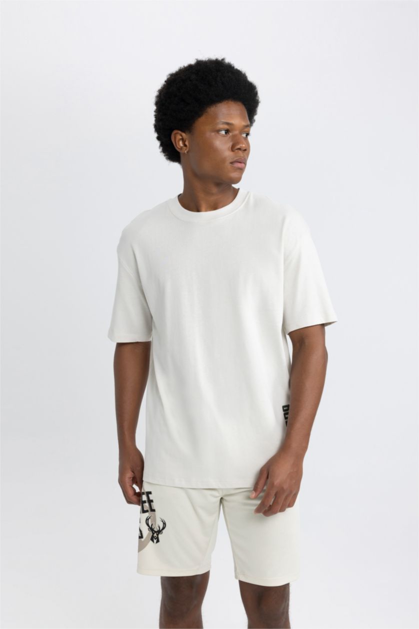 رجالي اللون الحجري تيشيرت اوفر سايز جيرسي من ميلووكي باكس