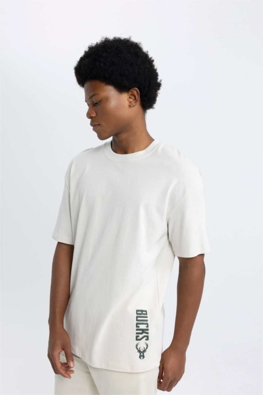 رجالي اللون الحجري تيشيرت اوفر سايز جيرسي من ميلووكي باكس