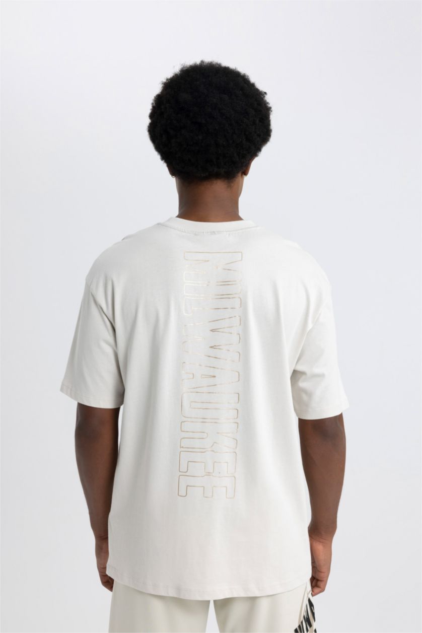 رجالي اللون الحجري تيشيرت اوفر سايز جيرسي من ميلووكي باكس