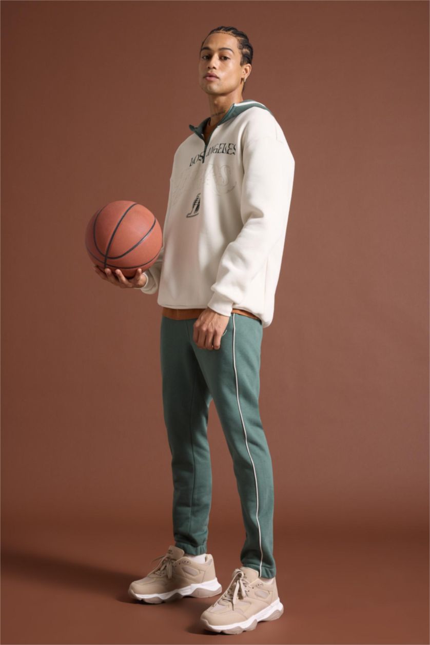 Erkek Koyu Yeşil NBA Los Angeles Lakers Kalın Jogger Eşofman Altı Standart Fit Cepli Beli Bağcıklı