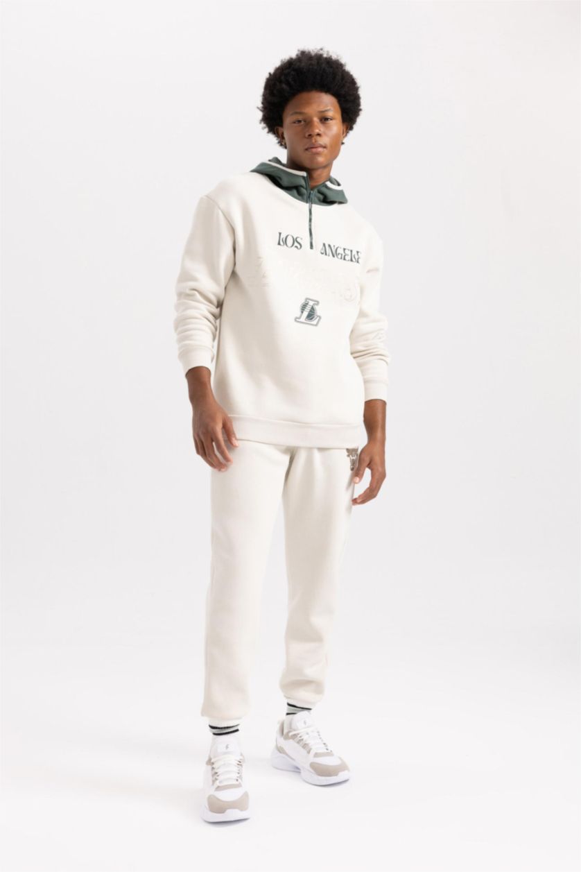 Erkek Taş Standart Fıt Kalın Sweatshirt Kumaşı Jogger