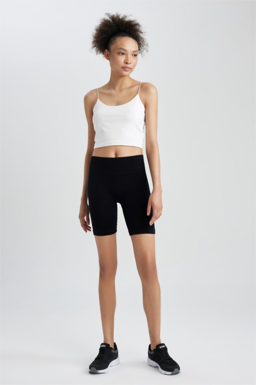 Kadın Beyaz DeFactoFit Slim Fit İp Askılı Sporcu Pamuklu Atlet