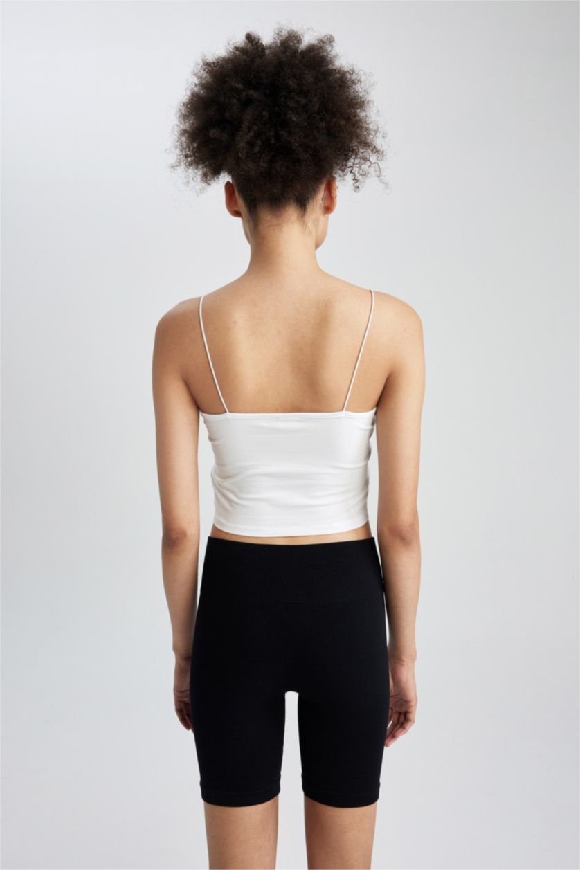 Kadın Beyaz DeFactoFit Slim Fit İp Askılı Sporcu Pamuklu Atlet