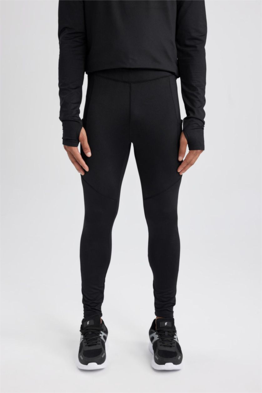 رجالي أسود ليجن رياضي سليم فيت بخصر عادي من DeFactoFit