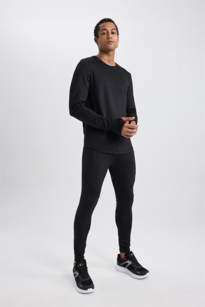 رجالي أسود ليجن رياضي سليم فيت بخصر عادي من DeFactoFit