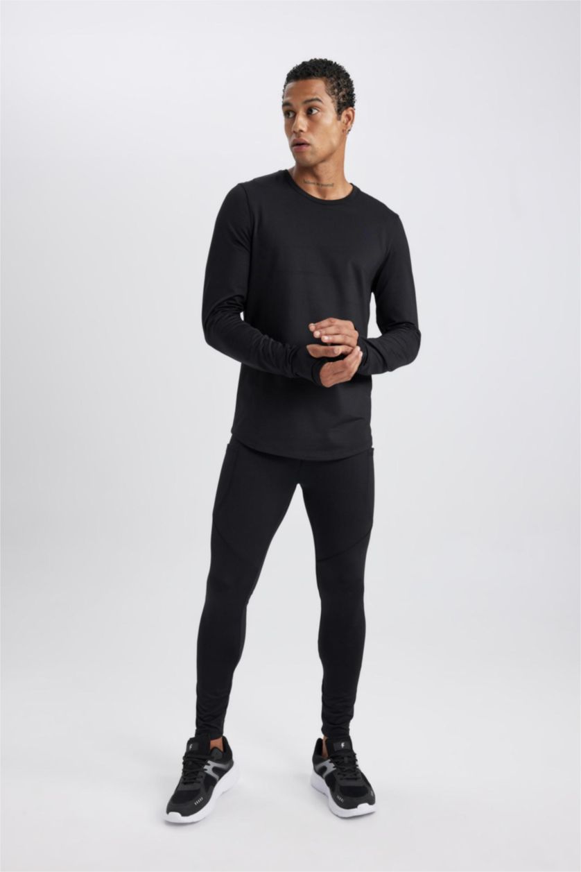 رجالي أسود ليجن رياضي سليم فيت بخصر عادي من DeFactoFit