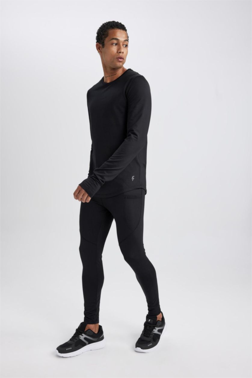 رجالي أسود ليجن رياضي سليم فيت بخصر عادي من DeFactoFit