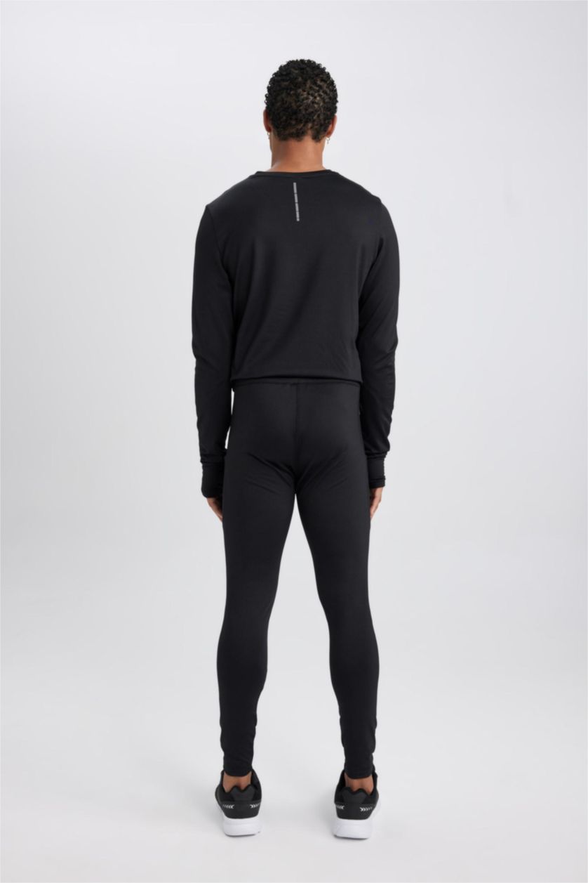 رجالي أسود ليجن رياضي سليم فيت بخصر عادي من DeFactoFit