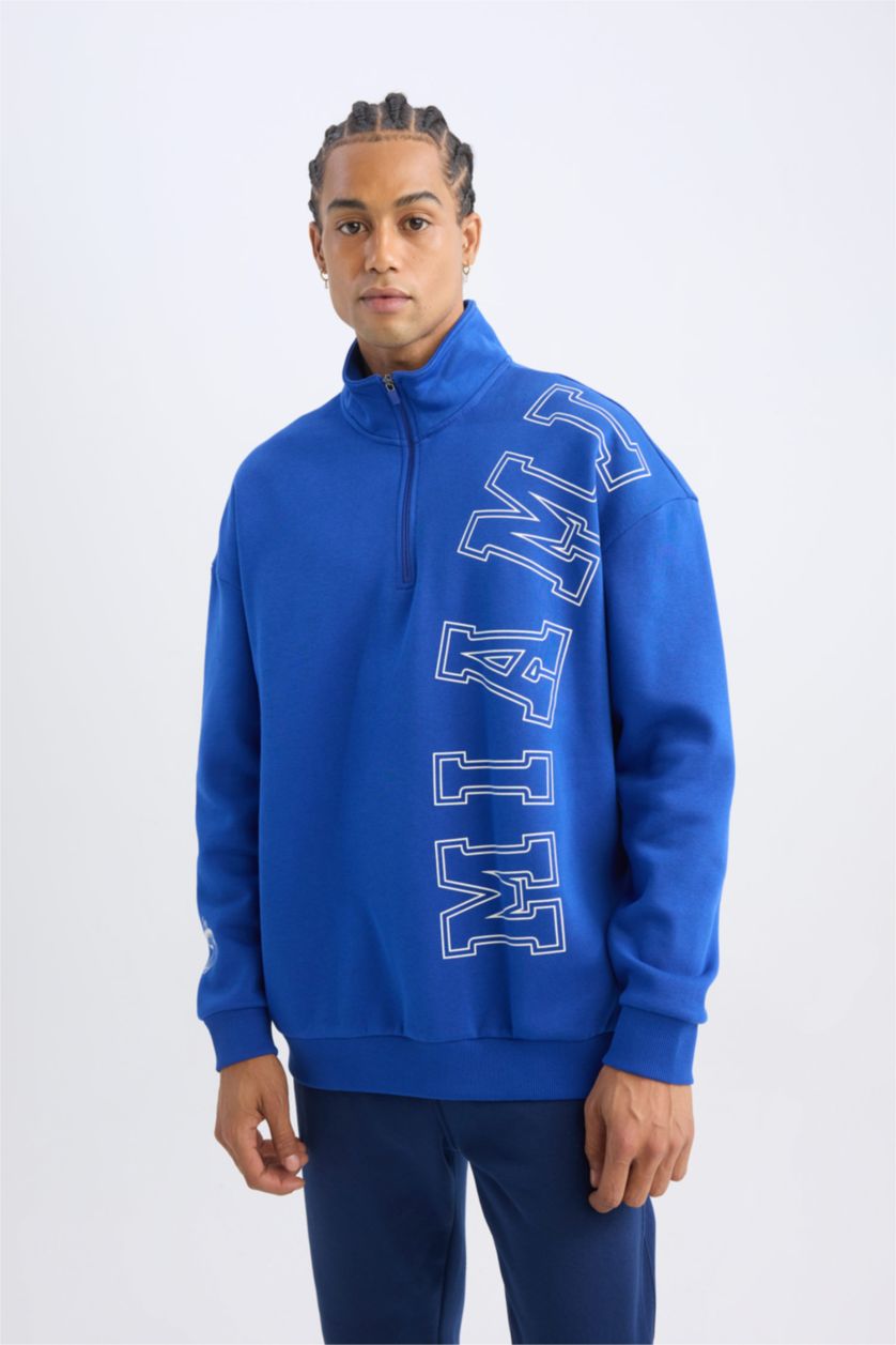 HOMME Bleu Sweat- Shirt Coupe Oversize à Manches Longues De DefactoFit NBA