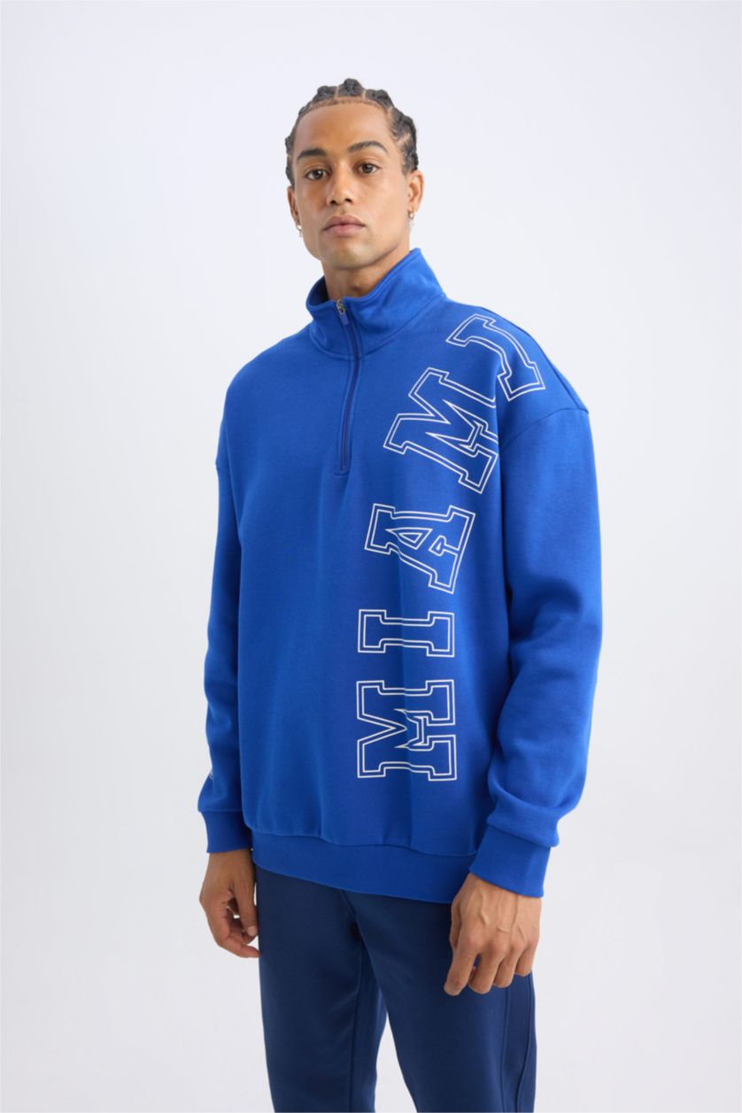 HOMME Bleu Sweat- Shirt Coupe Oversize à Manches Longues De DefactoFit NBA