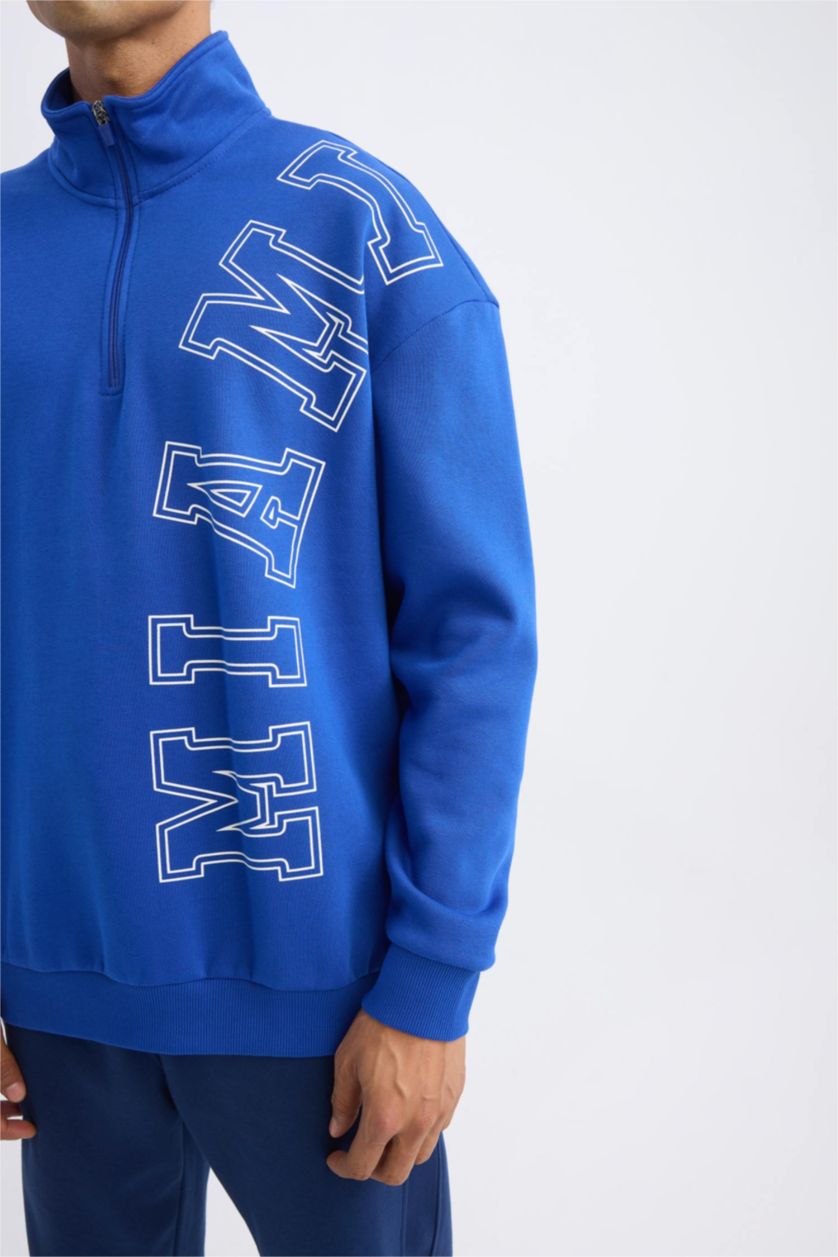 HOMME Bleu Sweat- Shirt Coupe Oversize à Manches Longues De DefactoFit NBA