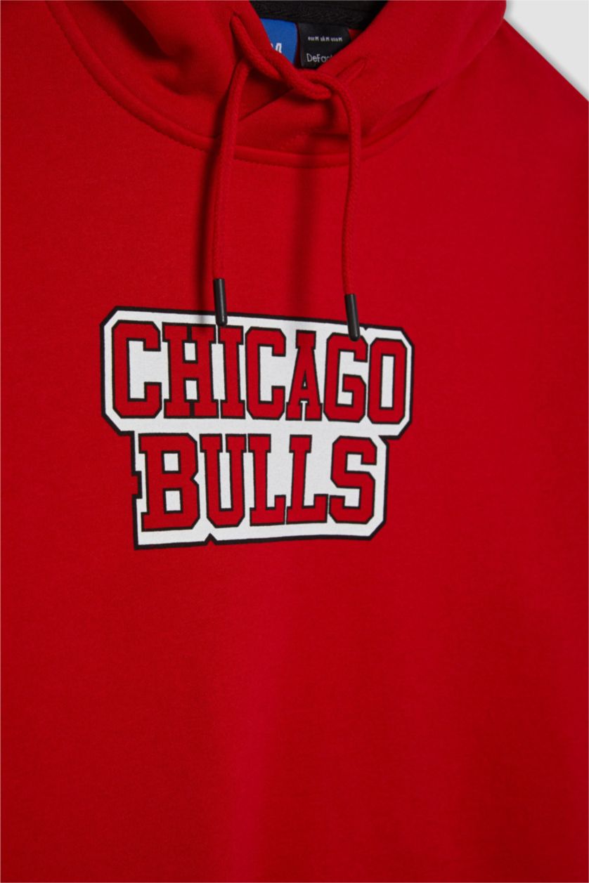 رجال أحمر سويت شيرت أوفر سايز بكابيشون من شيكاغو بولز