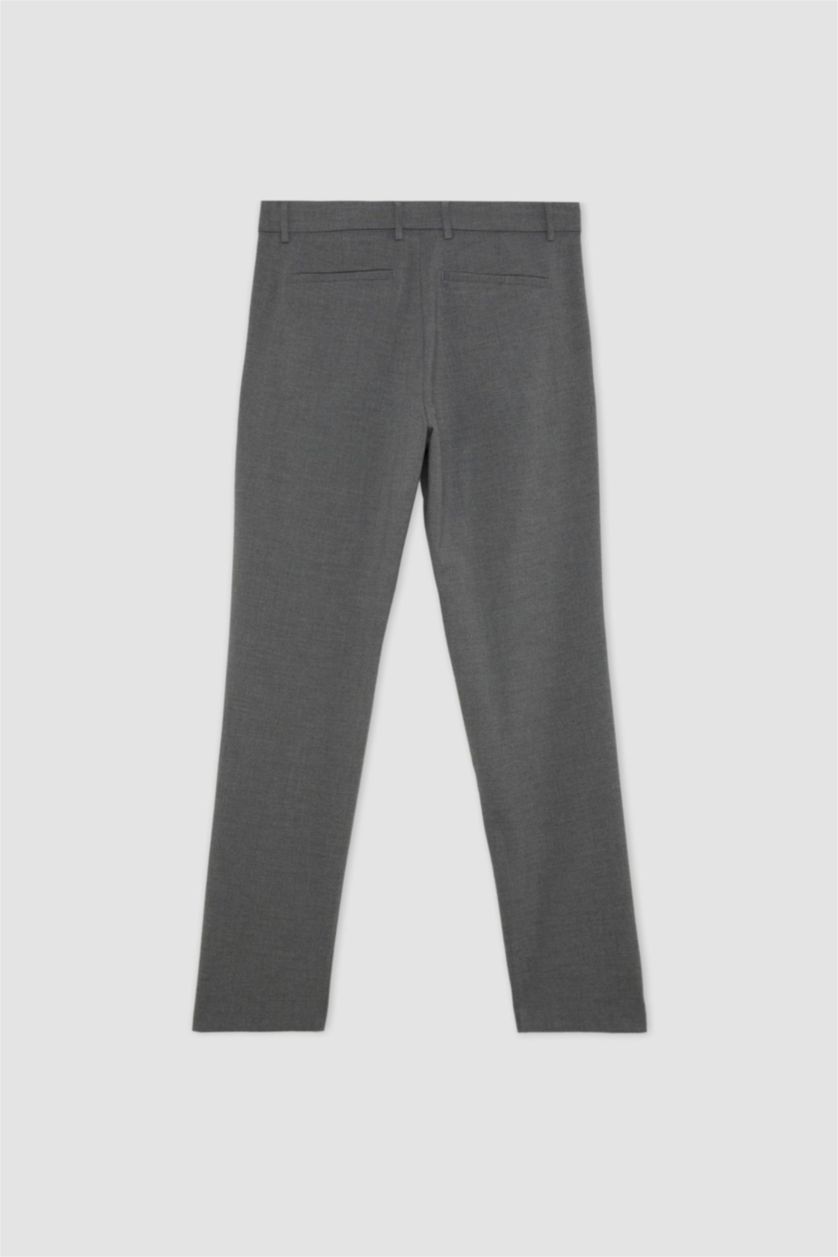 Man Anthracite Melange Tailored Regular Fit Straight Leg Trousers
