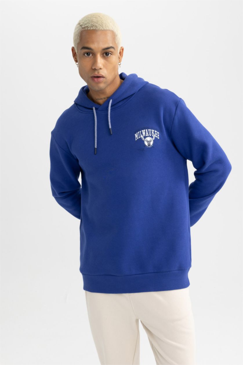 MAN Sax DeFactoFit NBA Milwaukee Bucks Standard Fit Back Printed Thick Sweatshirt