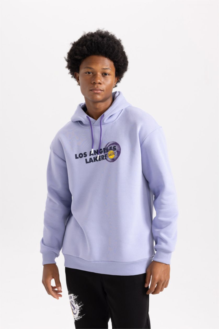 HOMME Violet Sweat à Capuche Coupe Oversize De Defactofit NBA Los Angeles Lakers