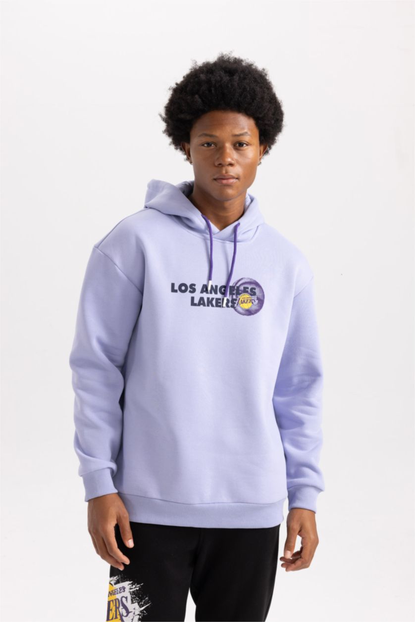HOMME Violet Sweat à Capuche Coupe Oversize De Defactofit NBA Los Angeles Lakers
