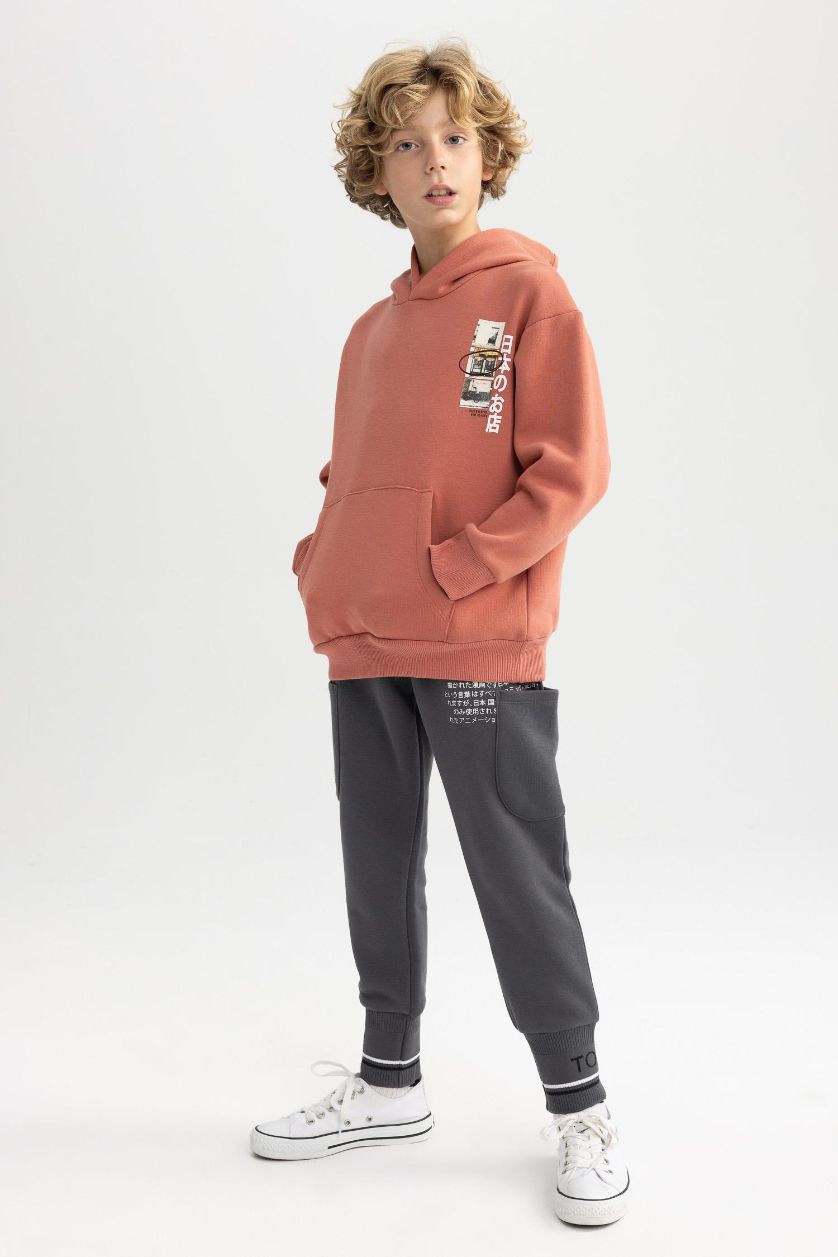 Мальчики и подростки Антрацит Штаны джоггеры с принтом для мальчиков