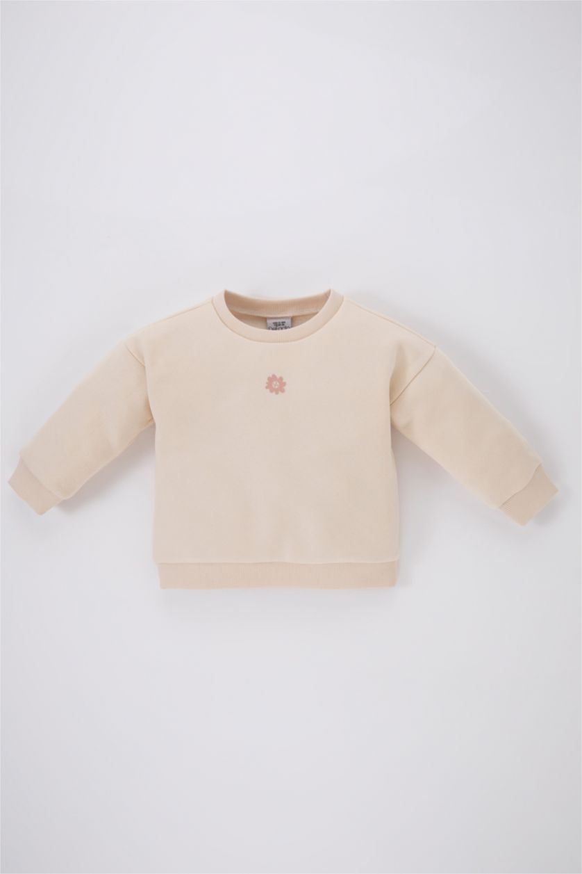 BÉBÉ FILLE Beige Sweat- Shirt Coupe Régulière Col Rond Pour Bébé Fille