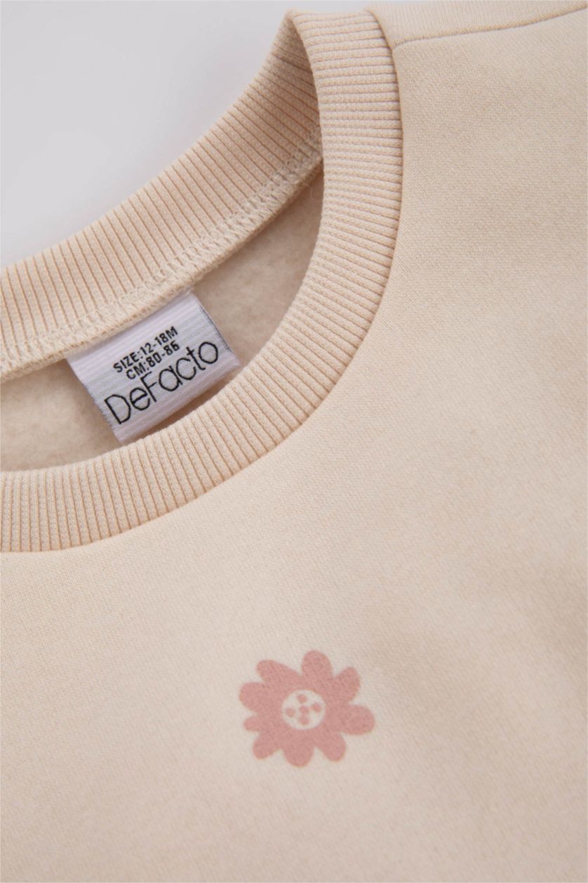 BÉBÉ FILLE Beige Sweat- Shirt Coupe Régulière Col Rond Pour Bébé Fille