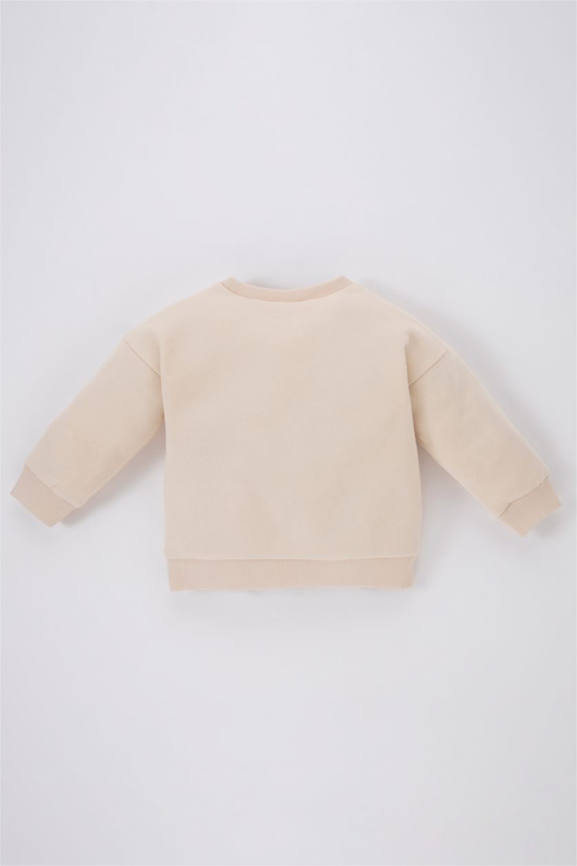 BÉBÉ FILLE Beige Sweat- Shirt Coupe Régulière Col Rond Pour Bébé Fille