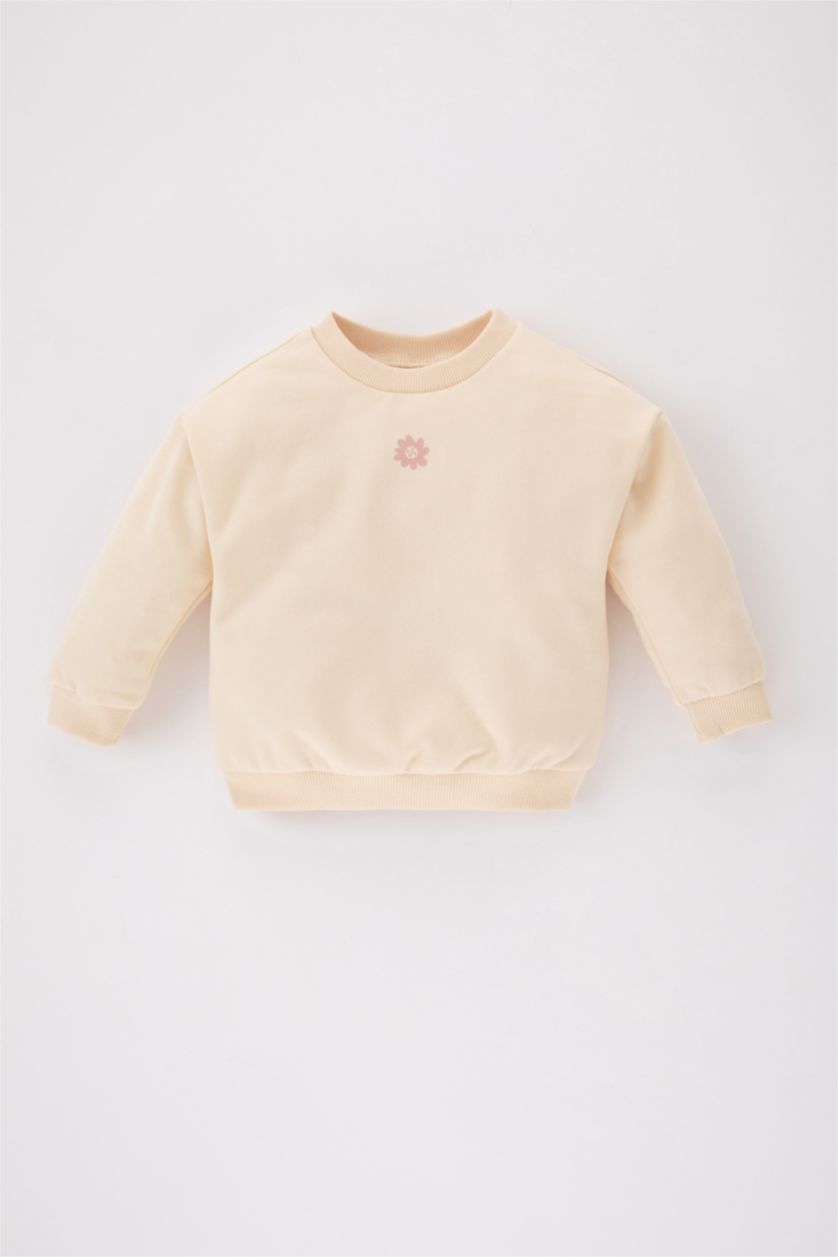 BÉBÉ FILLE Écru Sweatshirt Coupe Régulière à Col Rond Pour Bébé Fille