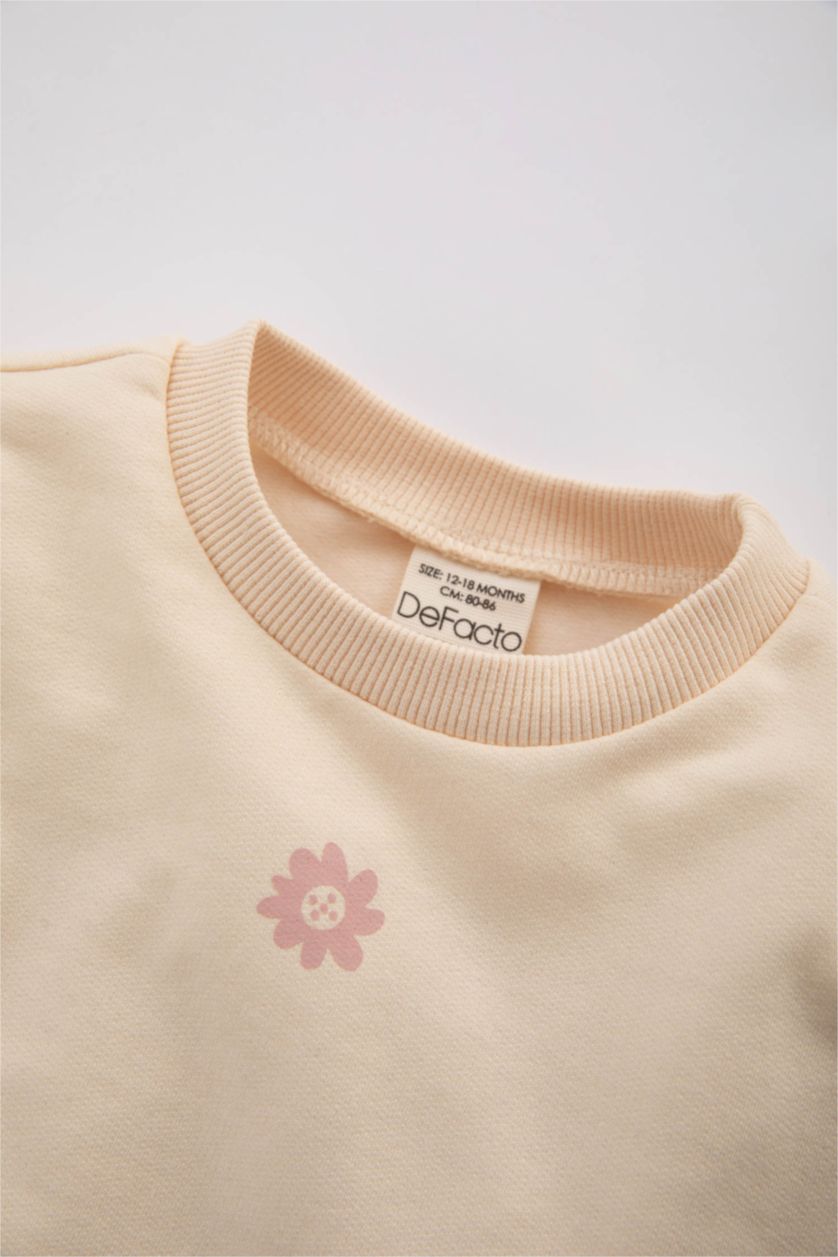 BÉBÉ FILLE Écru Sweatshirt Coupe Régulière à Col Rond Pour Bébé Fille