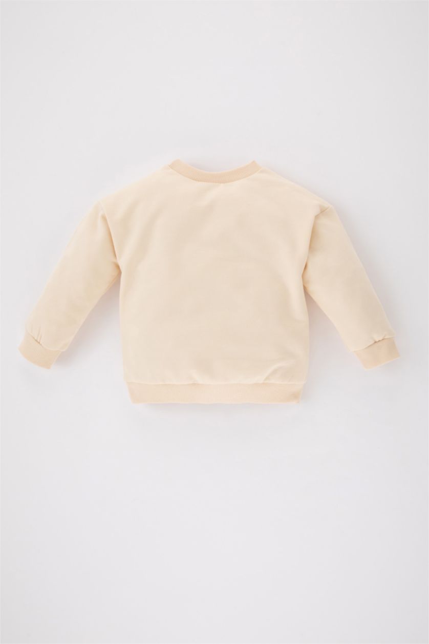 BÉBÉ FILLE Écru Sweatshirt Coupe Régulière à Col Rond Pour Bébé Fille