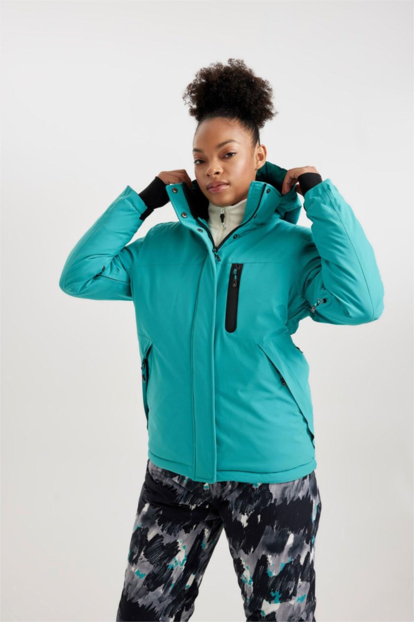 Woman Light Green DeFactoFit Water Repellent Regular Fit Ski Jacket