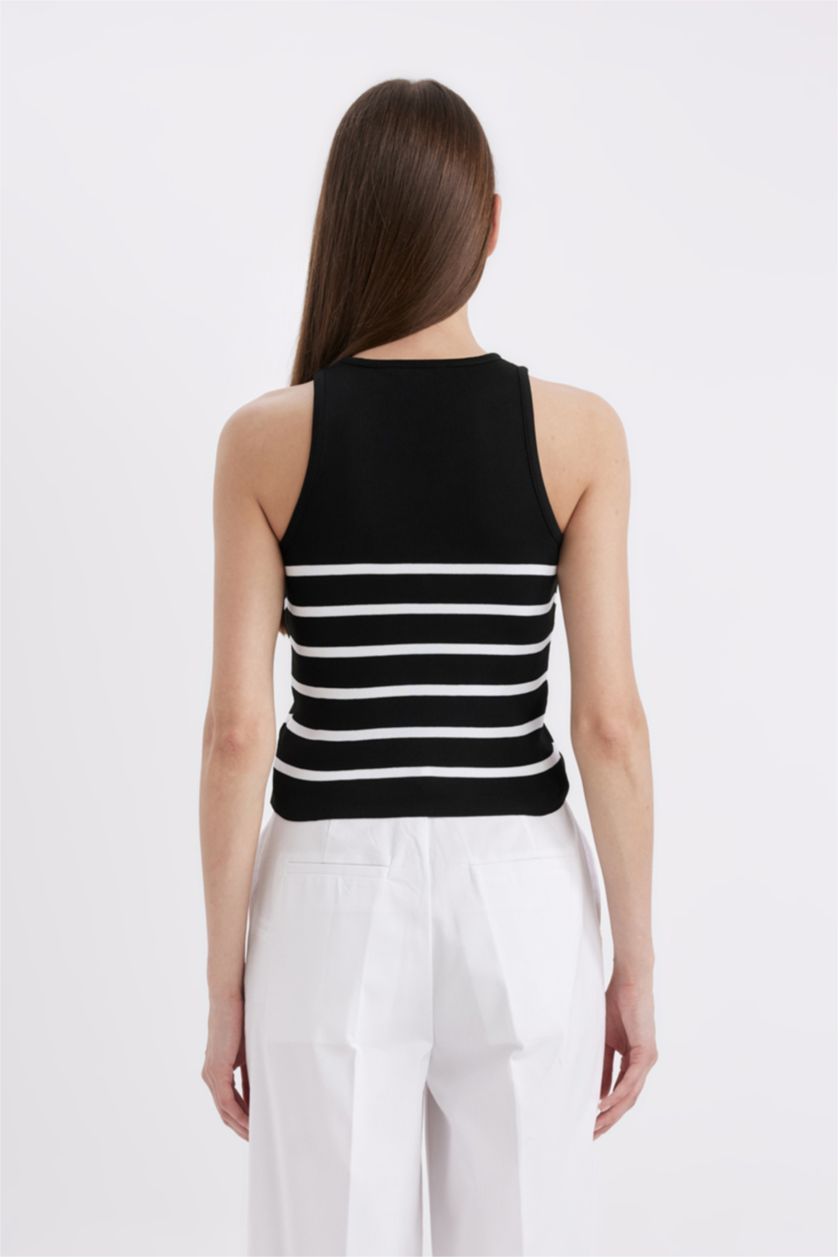 WOMAN Black Fitted Crew Neck Tank Top