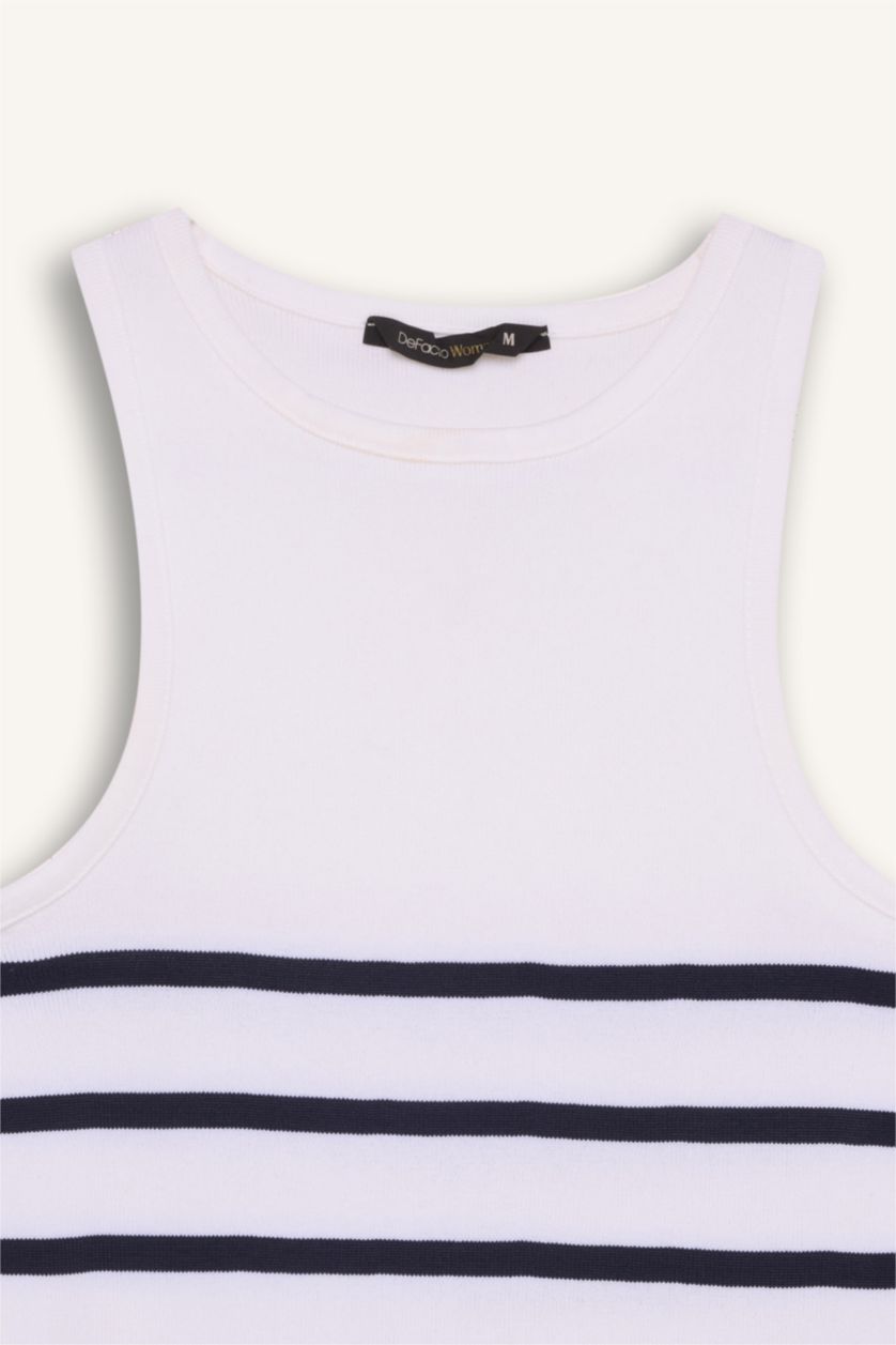 FEMME Écru Débardeur Slim en tricot à Col Rond