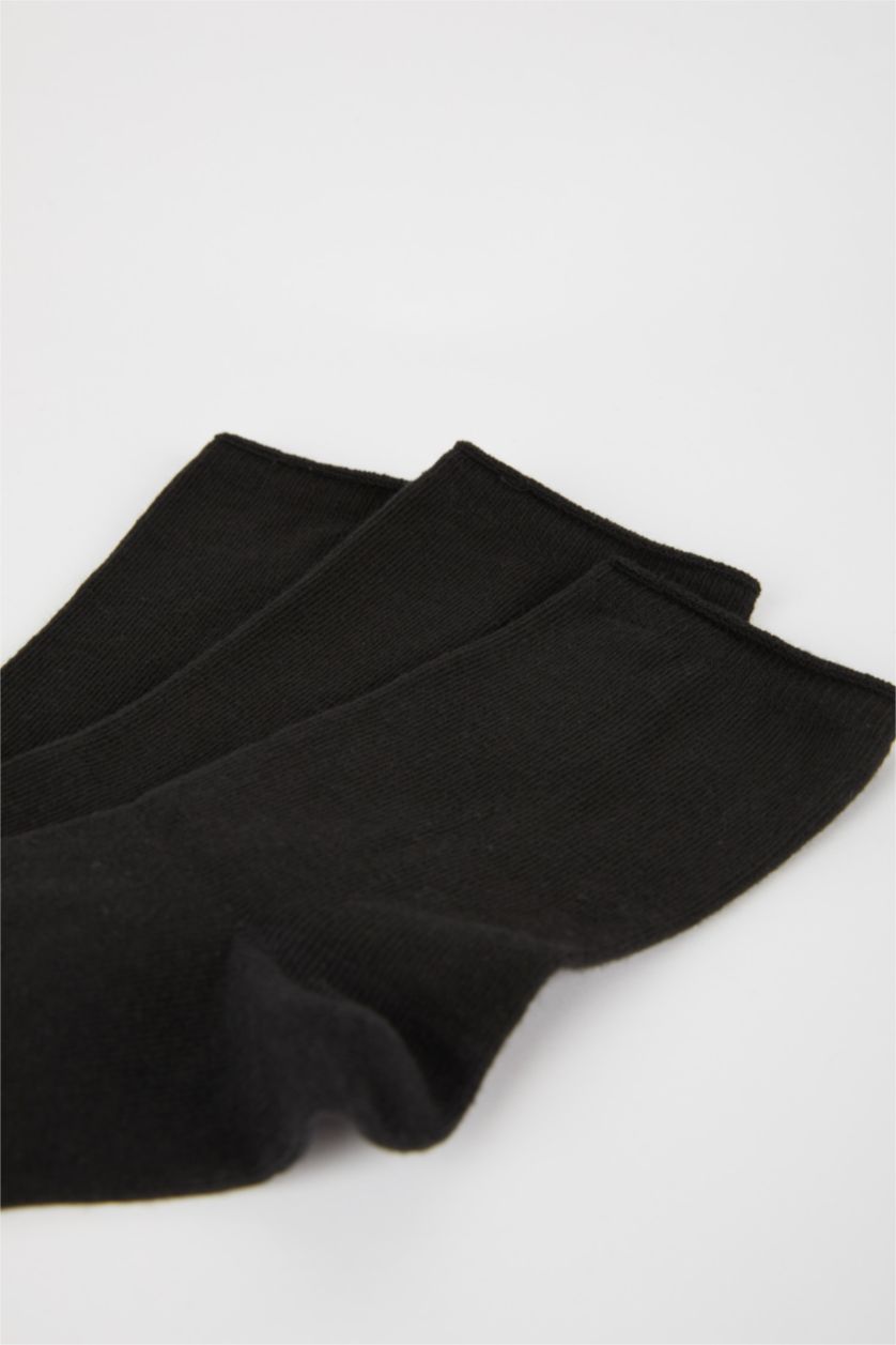 WOMAN Black Woman 3 Piece Cotton Long Socks