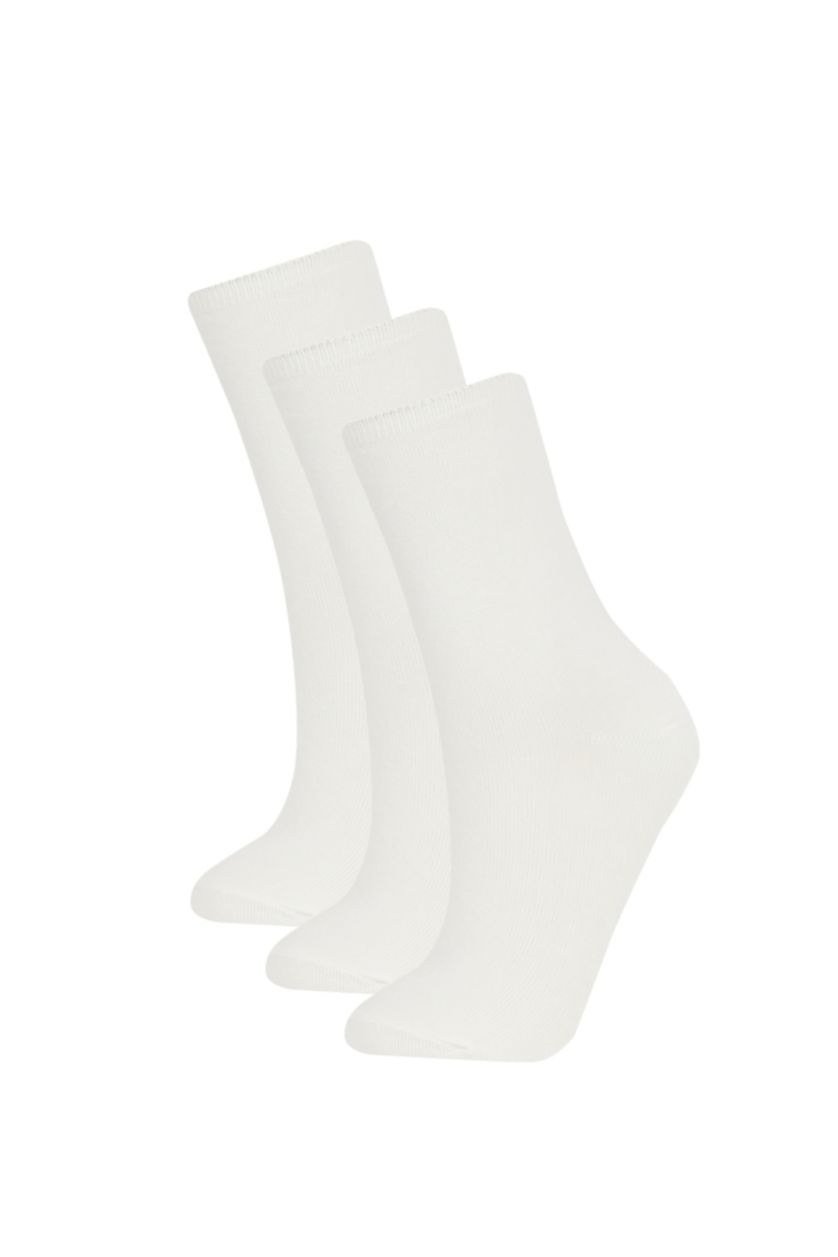 WOMAN White Women 3 Piece Cotton Long Socks