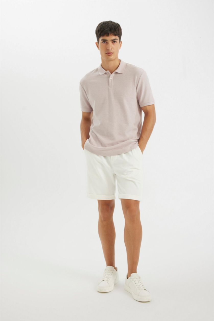 Man White Pique Bermuda