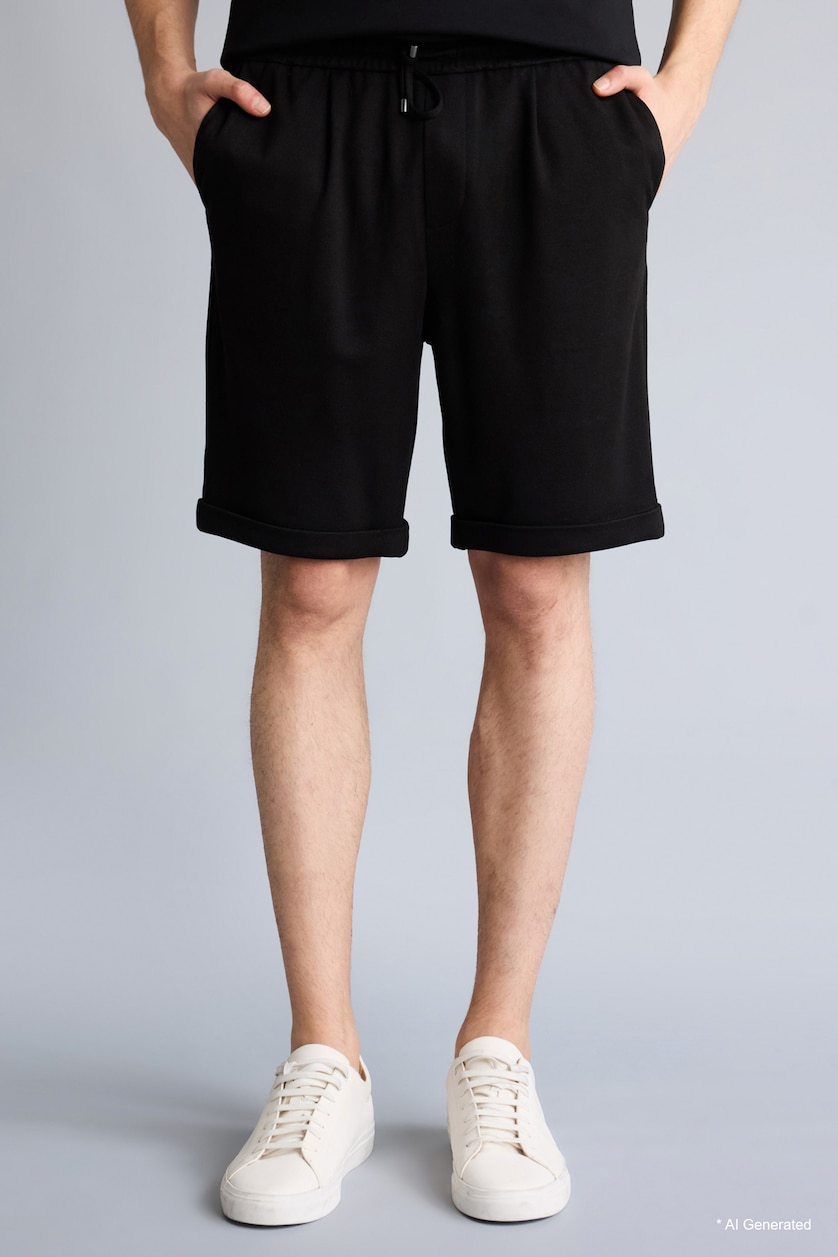رجال أسود Pique Bermuda Shorts