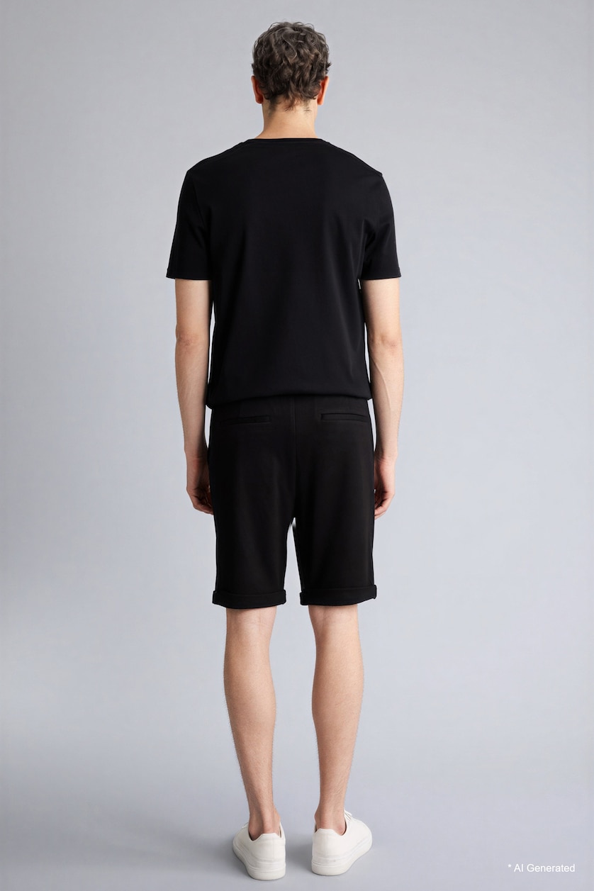 رجال أسود Pique Bermuda Shorts