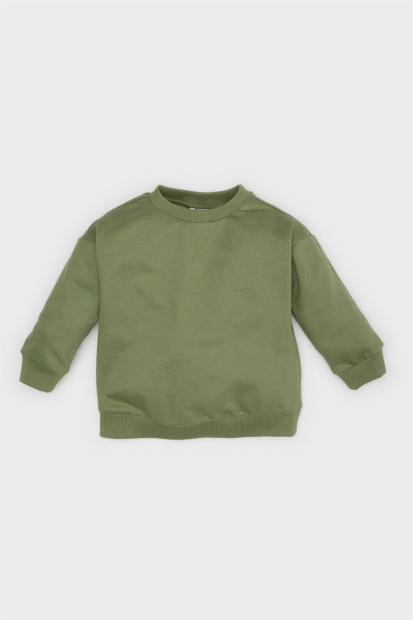 Baby Boy Khaki Regular Fit Crew Neck Sweatshirt