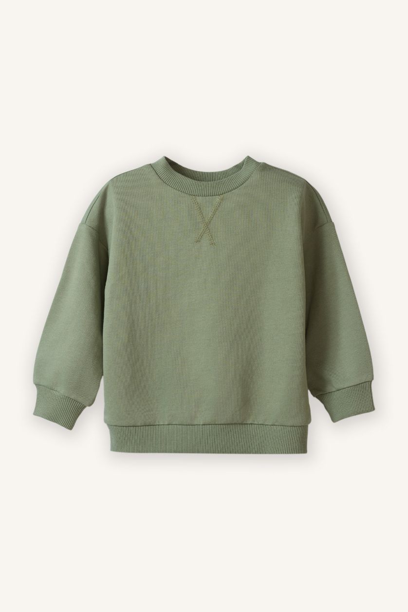 BABY BOY Light Khaki Baby Boy Regular Fit Crew Neck Sweatshirt