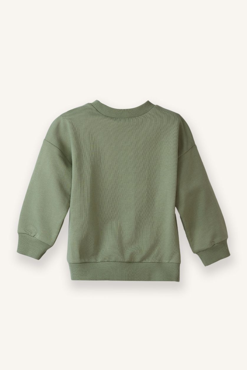 BABY BOY Light Khaki Baby Boy Regular Fit Crew Neck Sweatshirt