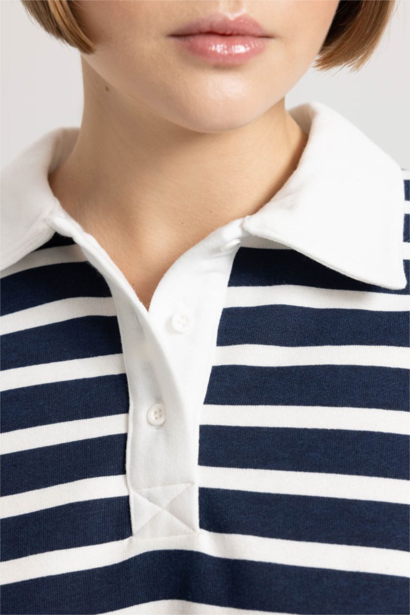 نساء كحلي Relax Fit Thin Sweatshirt Fabric Sweatshirt